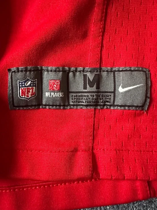 Nike Red Youth Football Jersey with White and Blue Number 12 - Picture 3 of 4